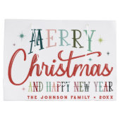 Kleurrijke Retro Merry Christmas Typografie Groot Cadeauzakje (Achterkant)