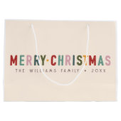 Kleurrijke Retro Merry Christmas  Typografie Groot Cadeauzakje (Achterkant)