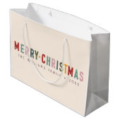 Kleurrijke Retro Merry Christmas  Typografie Groot Cadeauzakje (Achterkant Gekanteld)
