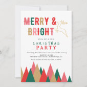 Kleurrijke Retro Merry en Bright kerstfeest Kaart (Voorkant)