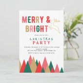 Kleurrijke Retro Merry en Bright kerstfeest Kaart (Staand voorkant)