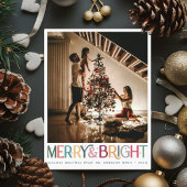 Kleurrijke Retro Merry en Bright Schattige Stars V Kaart