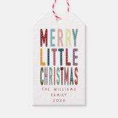 Kleurrijke Retro Merry Little Christmas Cadeaulabel (Voorkant)