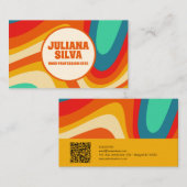 Kleurrijke Retro met QR Visitekaartje (Voorkant / Achterkant)