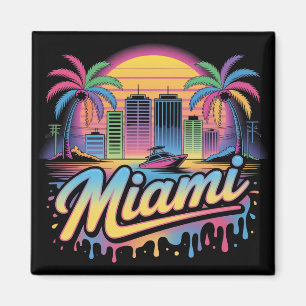 Kleurrijke Retro Miami Vaporwave Reis Kunst Magneet