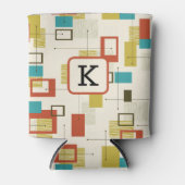 Kleurrijke Retro Mid-Century geometrische vormen Blikjeskoeler (Voorkant)