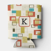 Kleurrijke Retro Mid-Century geometrische vormen Blikjeskoeler (Achterkant)