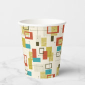Kleurrijke Retro Mid-Century geometrische vormen Papieren Bekers (Voorkant)