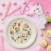 Kleurrijke Retro Mid-Century geometrische vormen Papieren Bordje (Feest)