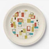 Kleurrijke Retro Mid-Century geometrische vormen Papieren Bordje (Voorkant)