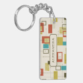 Kleurrijke Retro Mid-Century geometrische vormen Sleutelhanger (Voorkant Links)