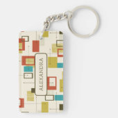 Kleurrijke Retro Mid-Century geometrische vormen Sleutelhanger (achterkant)