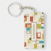 Kleurrijke Retro Mid-Century geometrische vormen Sleutelhanger (Voorkant)