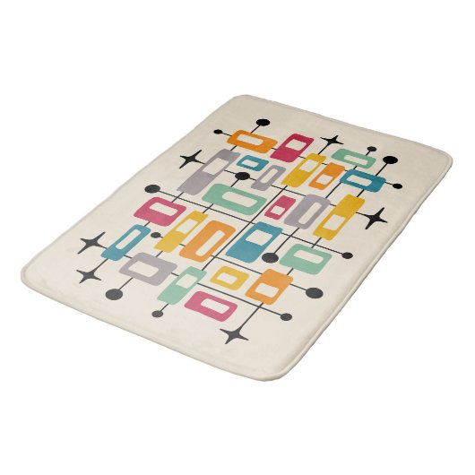 Kleurrijke Retro Mid Century Modern Atomic Abstrac Badmat (Gekanteld)