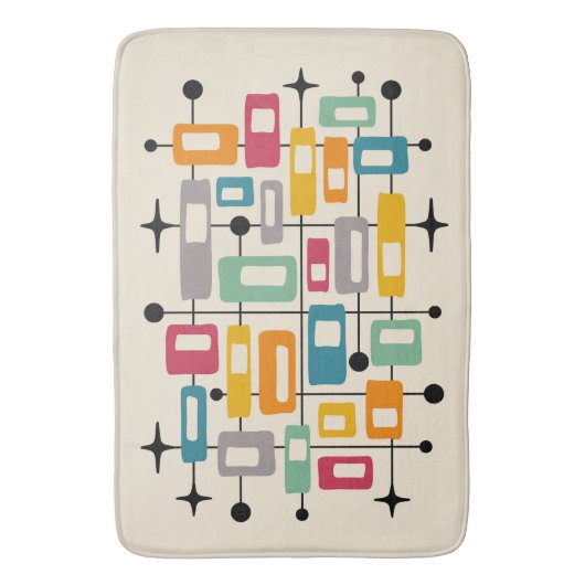 Kleurrijke Retro Mid Century Modern Atomic Abstrac Badmat (Voorkant Verticaal)