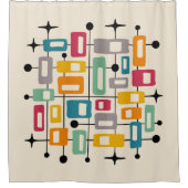 Kleurrijke Retro Mid Century Modern Atomic Abstrac Douchegordijn (Voorkant)