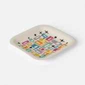 Kleurrijke Retro Mid Century Modern Atomic Abstrac Papieren Bordje (Gebogen)