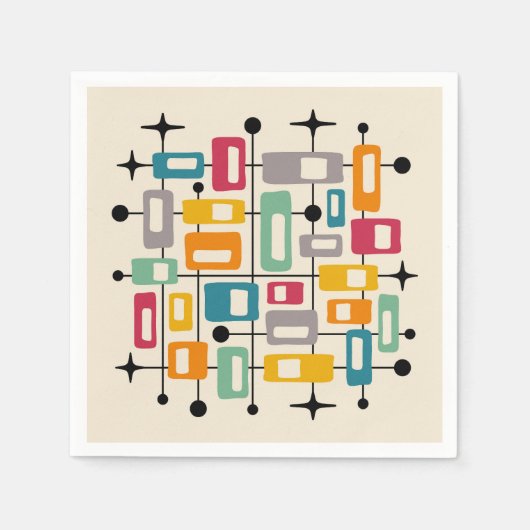 Kleurrijke Retro Mid Century Modern Atomic Abstrac Servet (Voorkant)