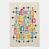 Kleurrijke Retro Mid Century Modern Atomic Abstrac Theedoek (Verticaal)