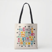 Kleurrijke Retro Mid Century Modern Atomic Abstrac Tote Bag (Voorkant)