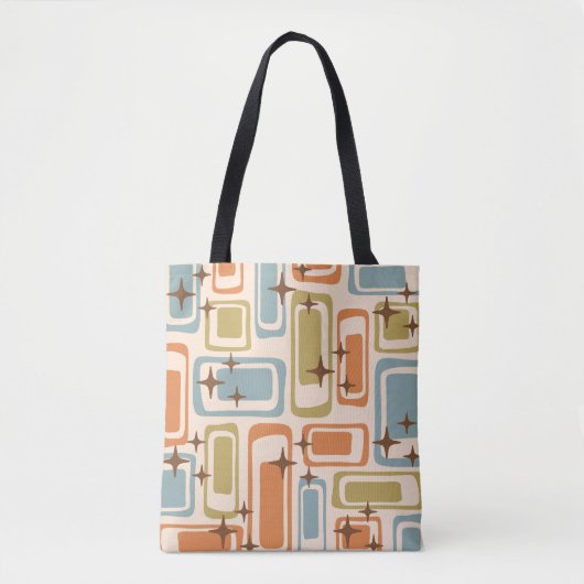 Kleurrijke Retro Mid Century Modern Atomic Abstrac Tote Bag (Voorkant)