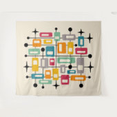 Kleurrijke Retro Mid Century Modern Atomic Abstrac Wandkleed (Voorkant (horizontaal))