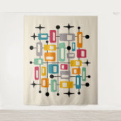 Kleurrijke Retro Mid Century Modern Atomic Abstrac Wandkleed (Voorkant)