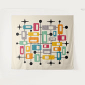 Kleurrijke Retro Mid Century Modern Atomic Abstrac Wandkleed (Voorkant (horizontaal))