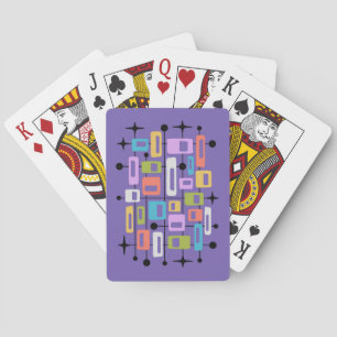 Kleurrijke Retro Midden Eeuw Modern Atomair Abstra Pokerkaarten