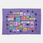Kleurrijke Retro Midden Eeuw Modern Atomisch Abstr Theedoek (Horizontaal)