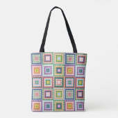 Kleurrijke Retro Midden-Eeuwse Mid-Mod Gehaakte Bl Tote Bag (Achterkant)