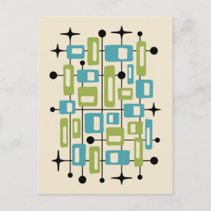 Kleurrijke Retro Midden Jaren Modern Atomische Abs Briefkaart