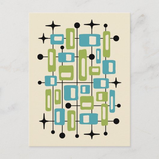 Kleurrijke Retro Midden Jaren Modern Atomische Abs Briefkaart (Voorkant)