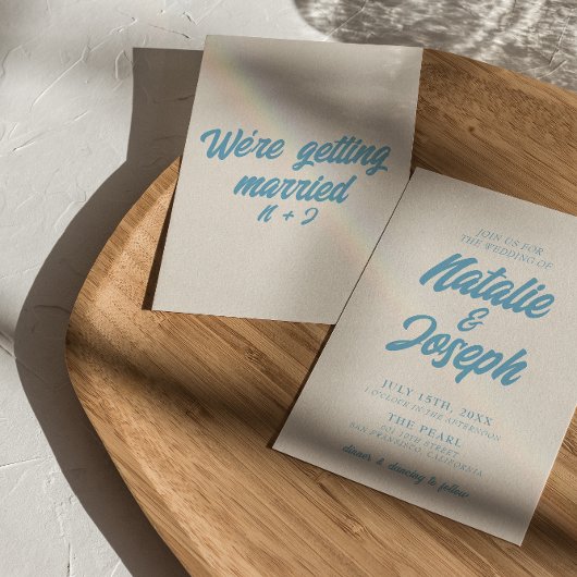 Kleurrijke Retro Minimal Bright Fun Moderne bruilo Kaart