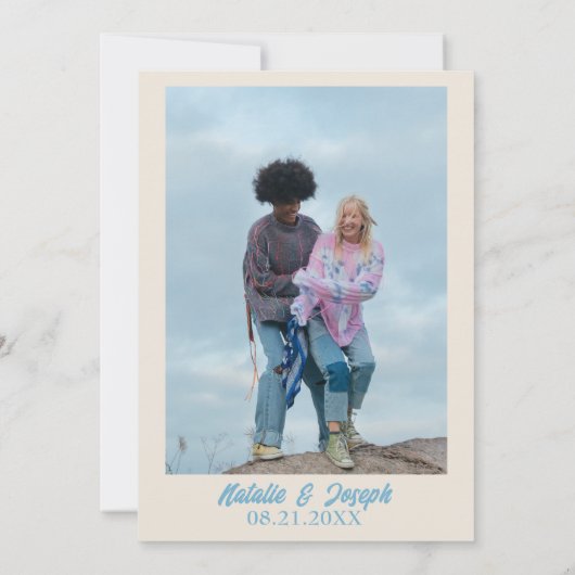 Kleurrijke Retro Minimal Heldere Moderne Fotobruil Save The Date (Achterkant)