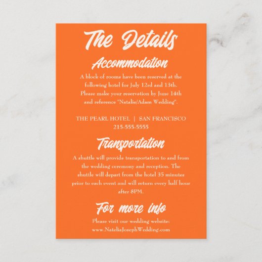 Kleurrijke Retro Minimale Moderne Trouwdetails Informatiekaartje (Voorkant)