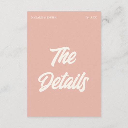 Kleurrijke Retro Minimale Plezier Moderne Bruiloft Informatiekaartje (Achterkant)