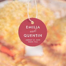 Kleurrijke Retro Moderne Kersenrode Trouw Dankjewe Bedankjes Labels