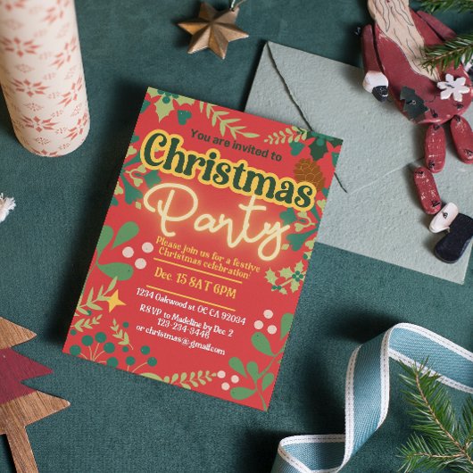 Kleurrijke retro moderne kerst botanische kaart