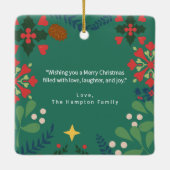 Kleurrijke retro moderne kerst botanische keramisch ornament (Achterkant)