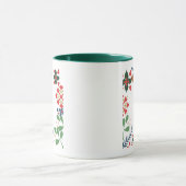 Kleurrijke retro moderne kerst botanische mok (Midden)