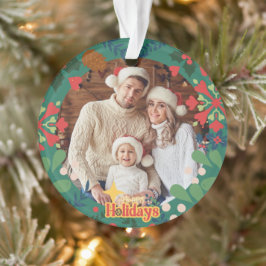 Kleurrijke retro moderne kerst botanische ornament