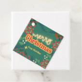 Kleurrijke retro moderne kerstfeestuitnodiging bedankjes labels (In situ)