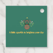 Kleurrijke retro moderne kerstfeestuitnodiging bedankjes labels (Achterkant)