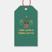 Kleurrijke retro moderne kerstfeestuitnodiging cadeaulabel (Achterkant)