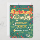 Kleurrijke retro moderne kerstfeestuitnodiging kaart (Voorkant)