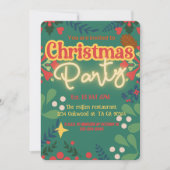 Kleurrijke retro moderne kerstfeestuitnodiging kaart (Voorkant)