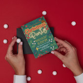 Kleurrijke retro moderne kerstfeestuitnodiging kaart