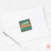 Kleurrijke retro moderne kerstfeestuitnodiging vierkante sticker (Envelop)