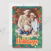 Kleurrijke retro moderne Kerstmis botanische kaart (Voorkant)